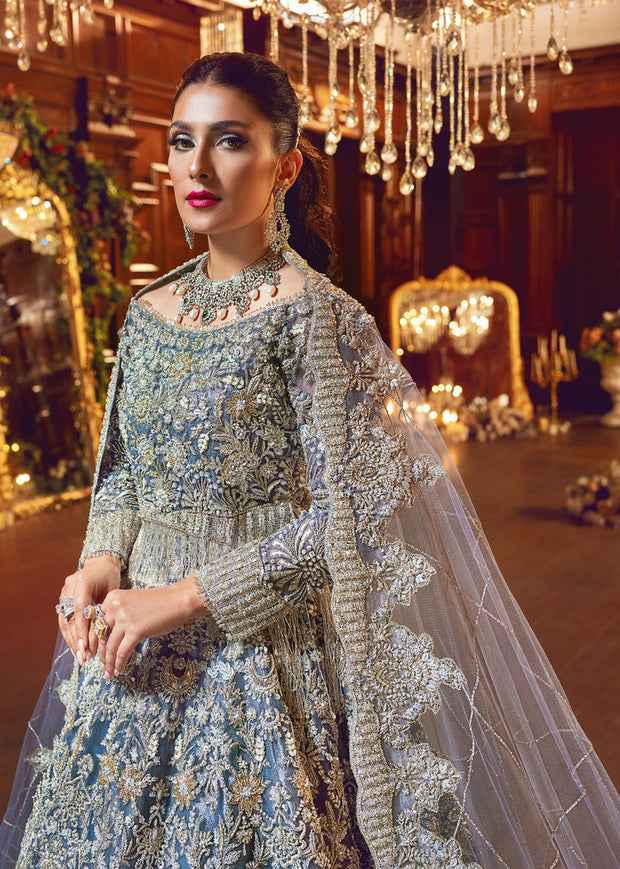 Traditional Blue Pishwas Lehenga Pakistani Bridal Dresses 2023