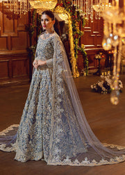 Traditional Blue Pishwas Lehenga Pakistani 