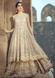 Traditional Bridal Frock Lehnga Outfit in Ivory Color