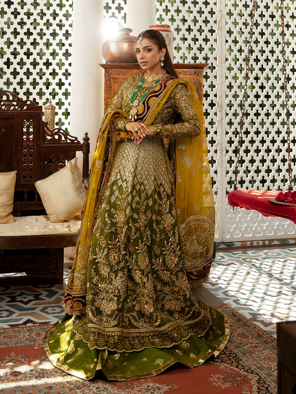 Exquisite Pakistani Bridal Dress: Pishwas Frock & Lehenga