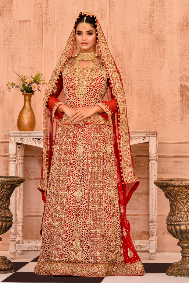 Traditional Bridal Red Lehenga Dress Pakistani