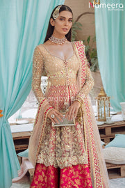 Traditional Brocade Lehenga with Front Open Frock Dress