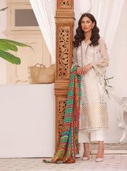 Traditional Chiffon White Salwar Kameez Dupatta Pakistani Eid Dress