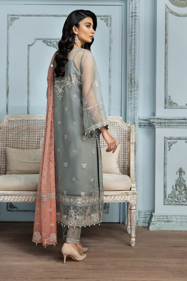 Traditional Dress Pakistani in Light Grey Shade 2022
