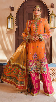 Traditional Dress Pakistani in Orange Shade