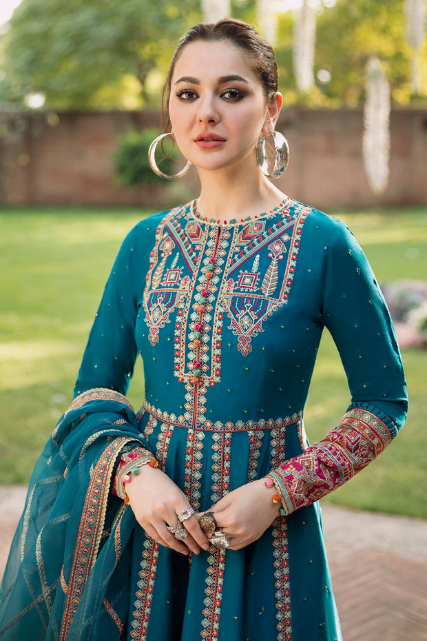 Traditional Embroidered Pakistani Dress in Pishwas Frock Style