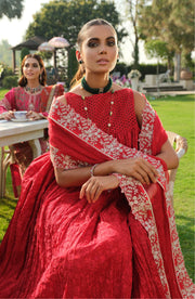 Traditional Frock Trouser Pakistani Eid Dress in Red Online