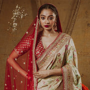 Traditional Indian Bridal Saree with Dupatta Dress