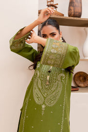 Traditional Kameez Trousers Party Dress in Army Green Shade