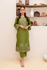Traditional Kameez Trousers Party Dress in Army Green Shade