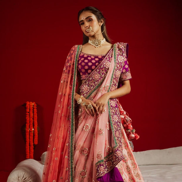 Traditional Lehenga Choli with Double Dupattas Dress