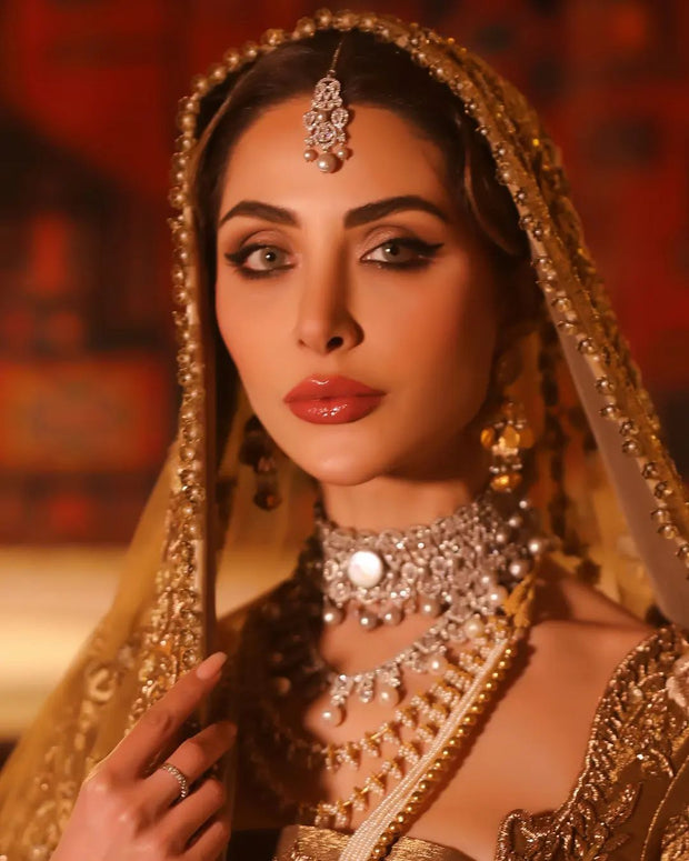 Traditional Lehenga Jacket Golden Bridal Dress Pakistani Online