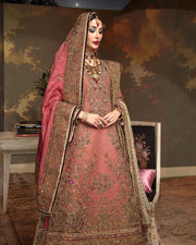 Traditional Lehenga Kameez Dupatta Pink Pakistani Bridal Dress