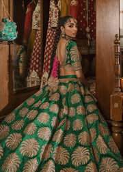 Traditional Lehnga Choli for Mehndi with Embroidery Green Color
