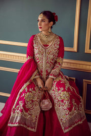Traditional Long Jacket Lehenga Red Bridal Dress Pakistani