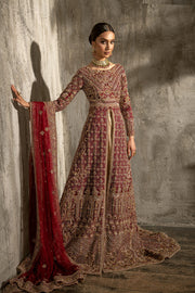 Traditional Long Tail Pakistani Maxi in Red Color for Bride