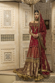 Traditional Maroon Bridal Lehnga with Embroidery 