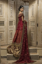 Traditional Maroon Bridal Lehnga with Embroidery Backside View