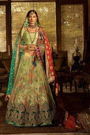 Traditional Mehndi Lehnga Choli in Pista Green Color