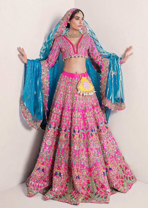 Traditional Mehndi Lehnga Outfit in Pink Color 