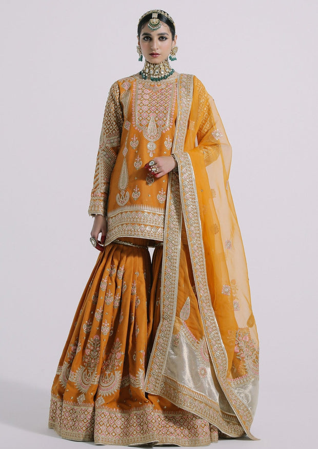 Traditional Orange Sharara Dress for Indian Bridal Wear