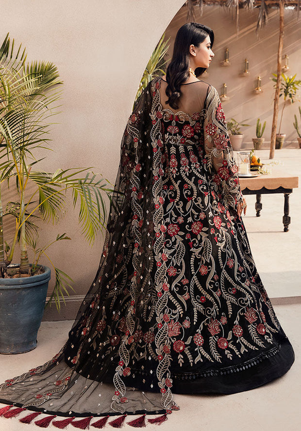 Traditional Pakistani Black Gown Embroidered Lehenga Party Dress