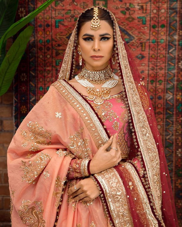Traditional Pakistani Bridal Embellished Lehenga Choli Dupatta