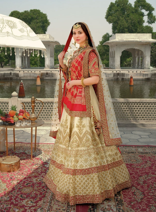 Traditional Pakistani Bridal Lehenga Choli with Dupatta Dress