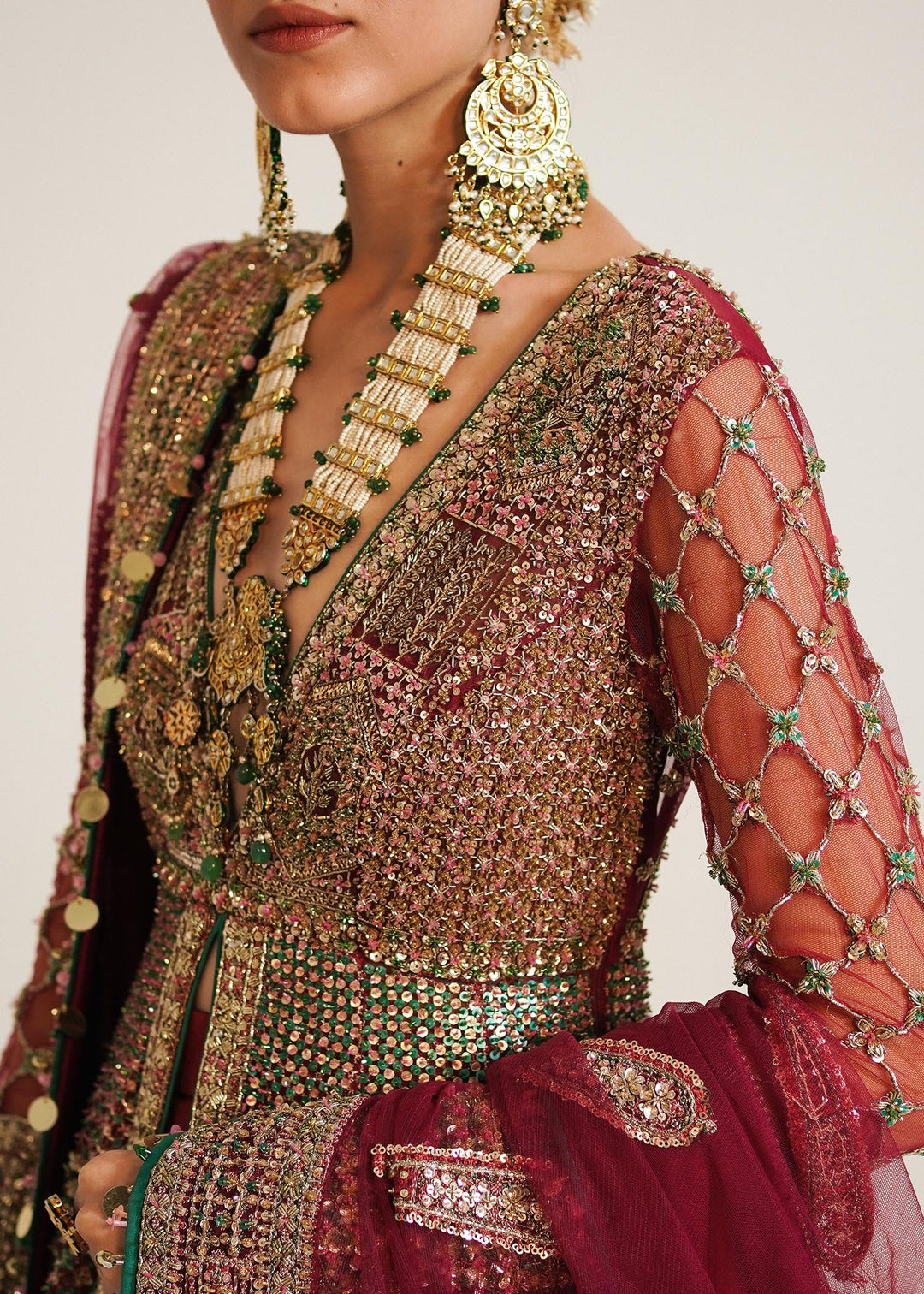 Elegant Pakistani Bridal Pishwas & Lehenga Set