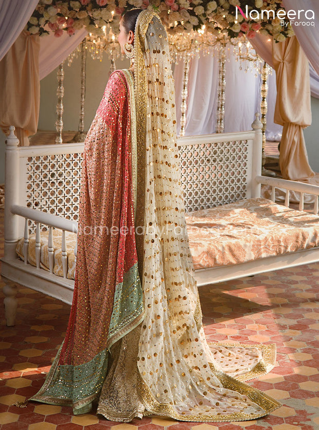 Traditional Pakistani Bridal Sharara with Short Shirt Dress