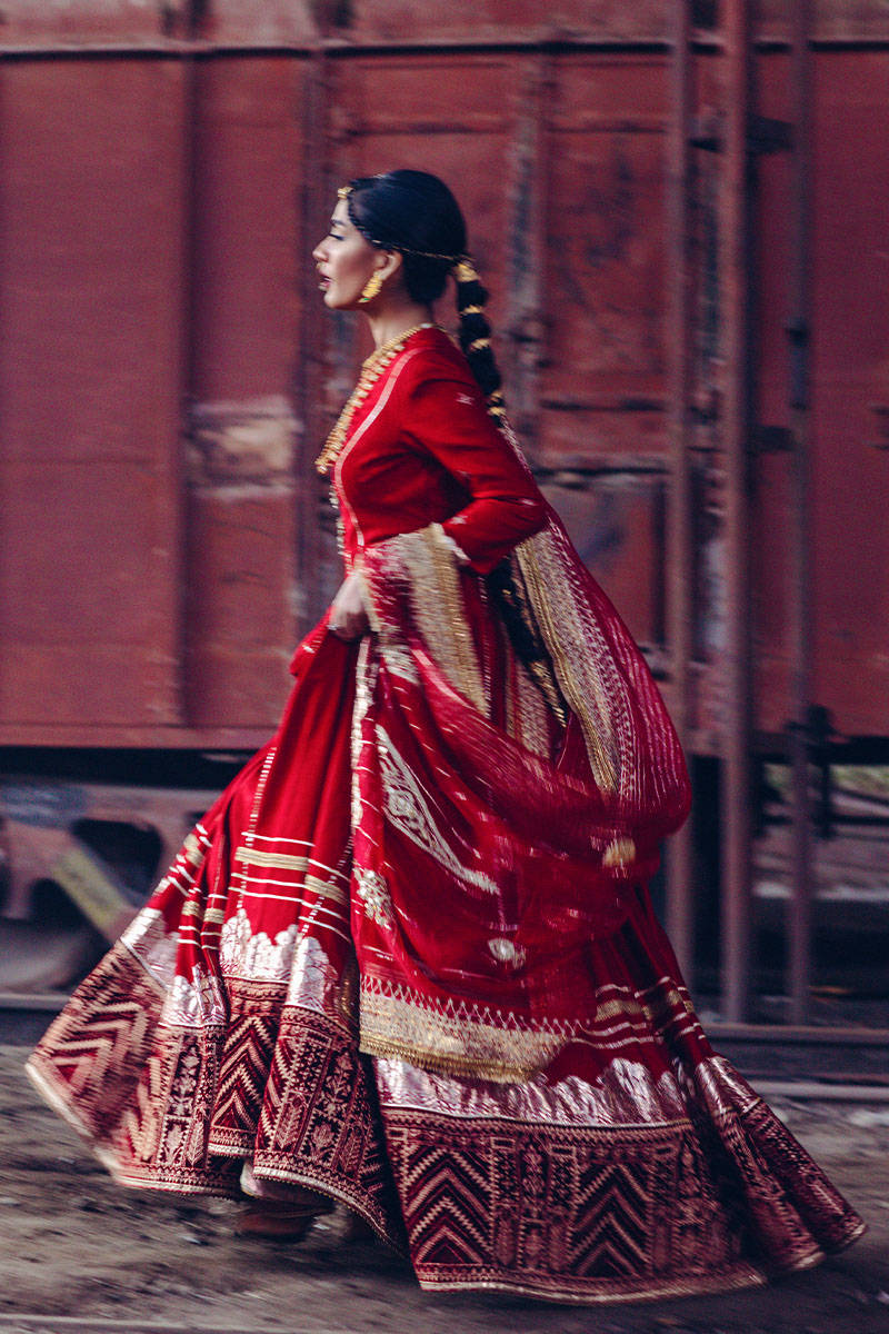 Traditional Red Frock Pakistani Dress for Wedding