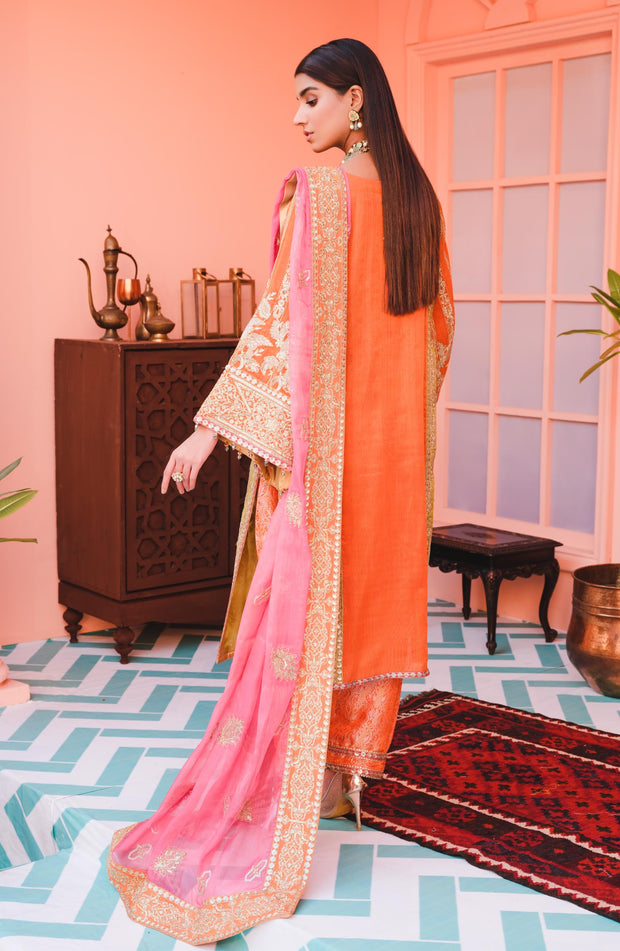 Traditional Pakistani Dress in Orange Color Latest