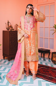 Traditional Pakistani Dress in Orange Color