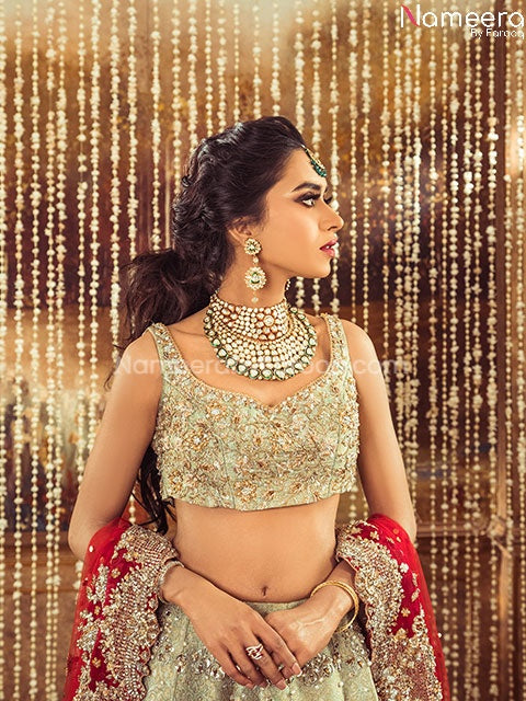 Traditional Pakistani Lehenga Bridal Online 2021 with Embellished Choli