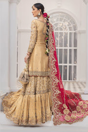 Traditional Pakistani Gold Wedding Dress in Gharara Style