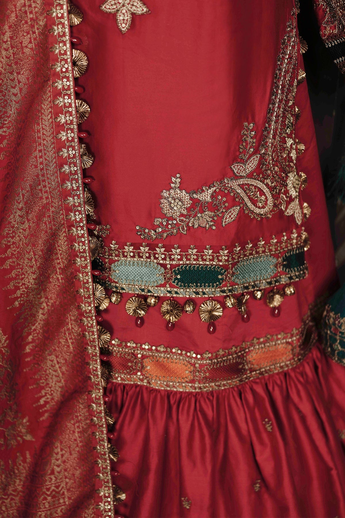Traditional Pakistani Kurti Gharara Wedding Party Dress – Nameera by Farooq