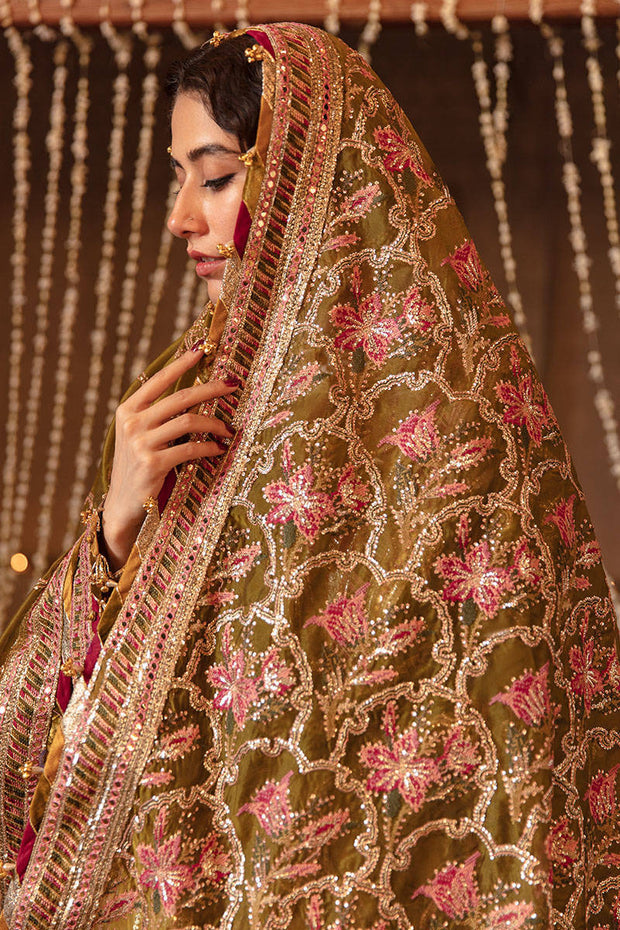 Traditional Pakistani Wedding Dress in Gharara Kameez Dupatta Style