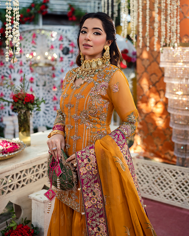 Pakistani Wedding Dress in Kameez Sharara Dupatta Style – Nameera by Farooq
