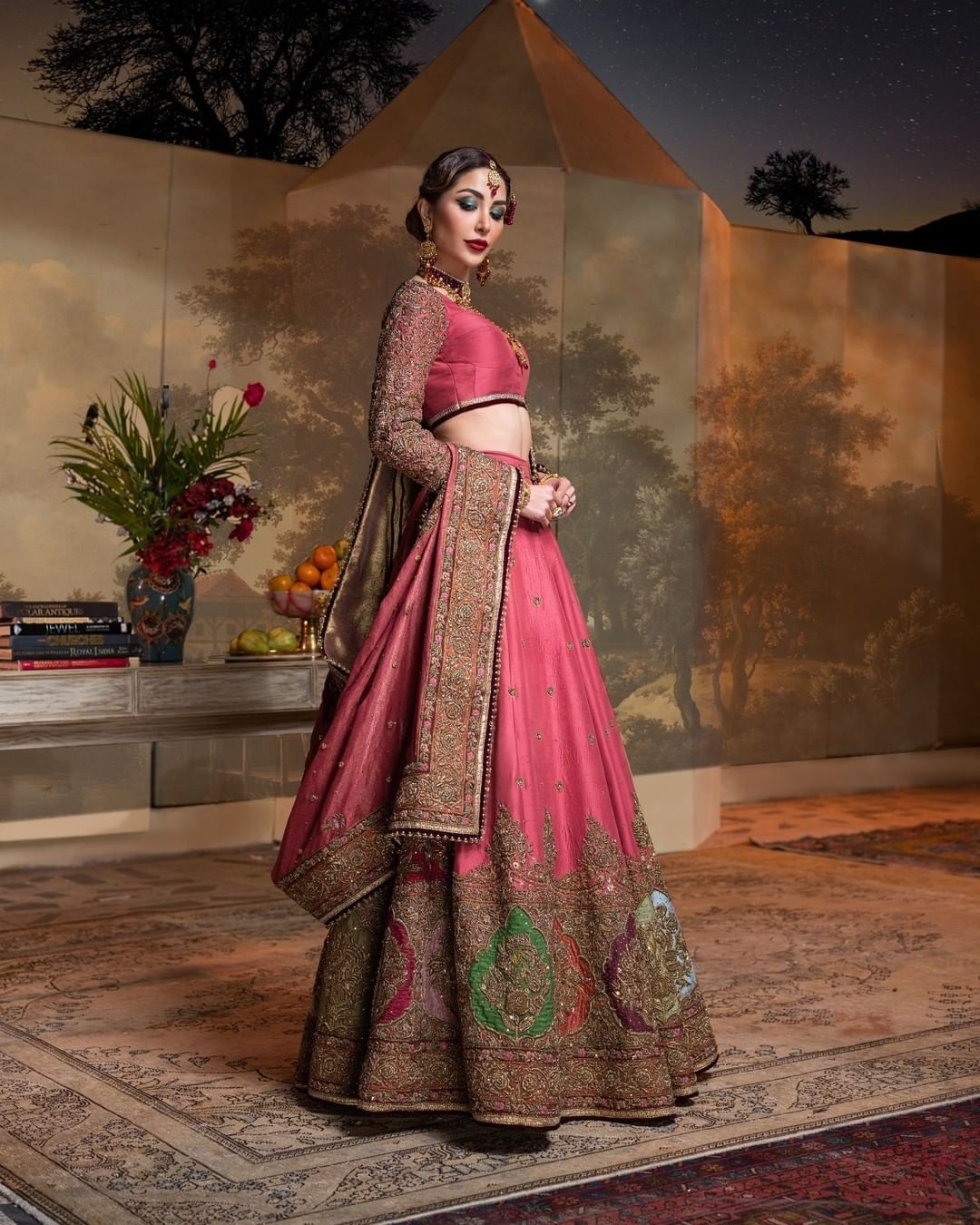 Traditional Pakistani Bridal Lehenga Choli in Elegant Pink