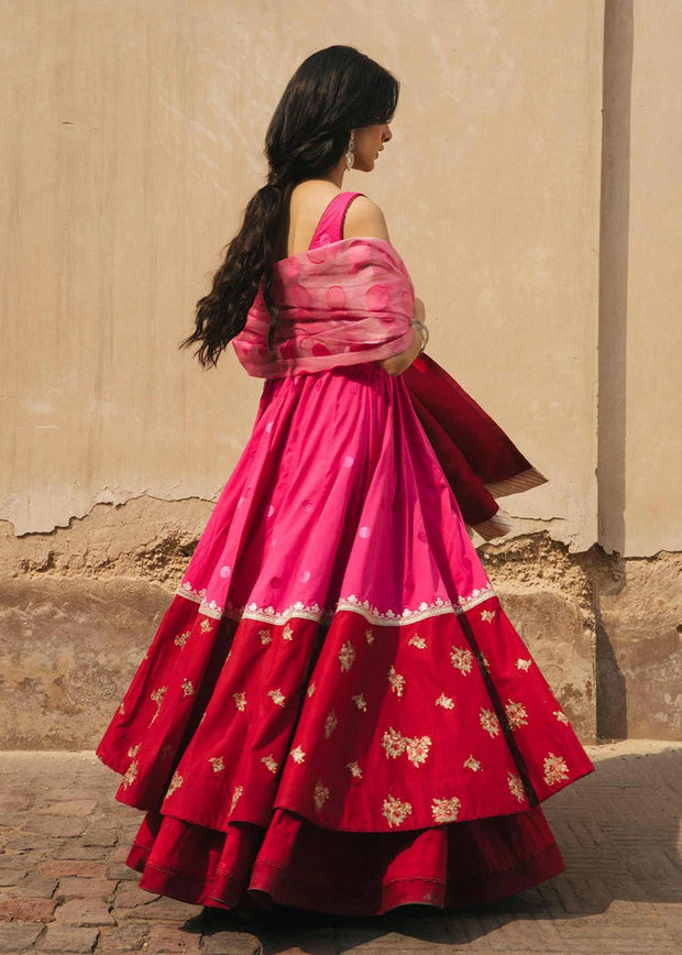 Traditional Pink Frock Lehenga Pakistani Eid Dresses 2022