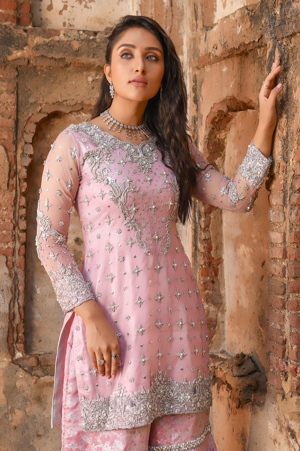 Traditional Pink Gharara Kameez Dress