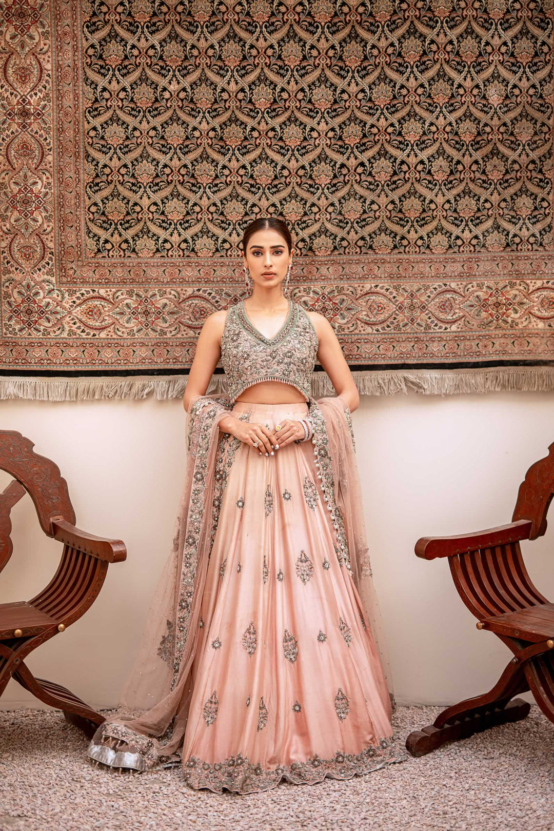 Traditional Pink Lehenga Bridal with Choli Dress