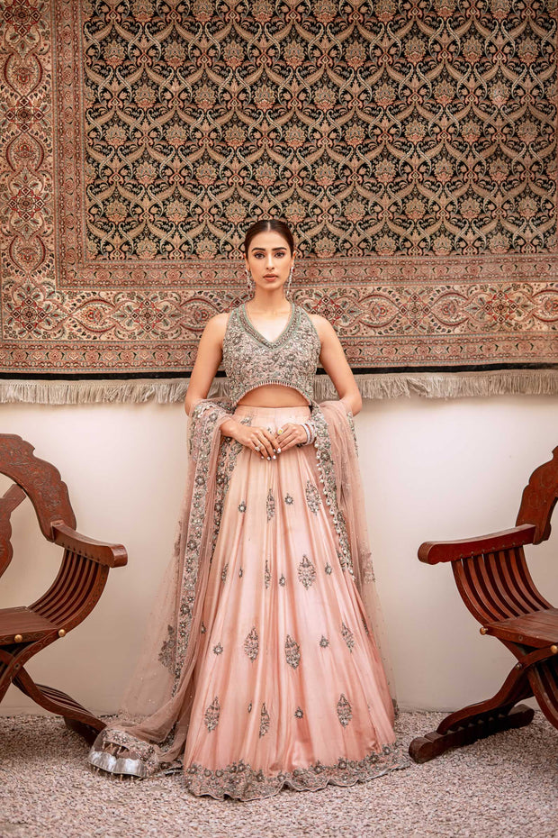 Traditional Pink Lehenga Bridal with Choli Dress