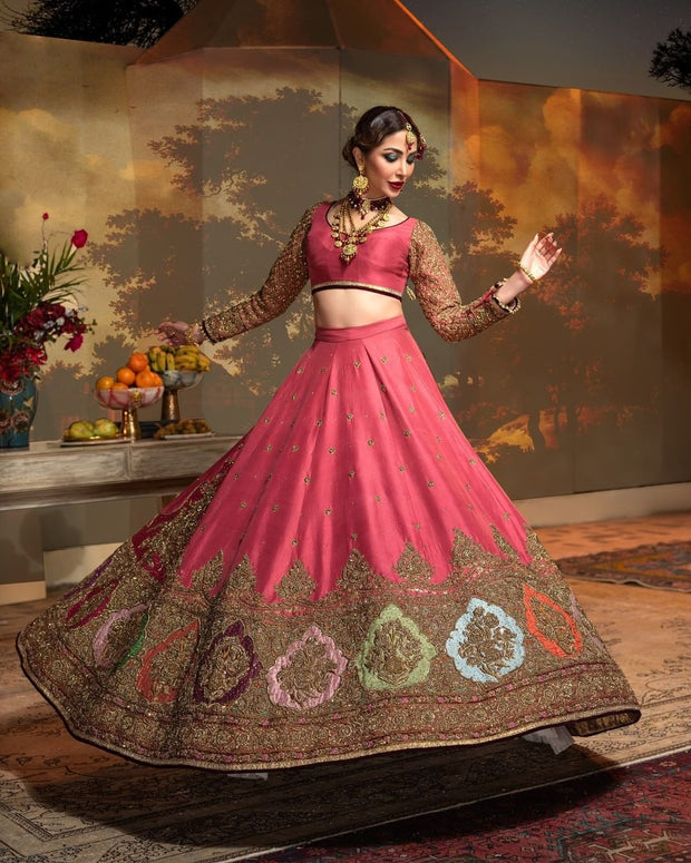 Traditional Pink Pakistani Bridal Lehenga Choli