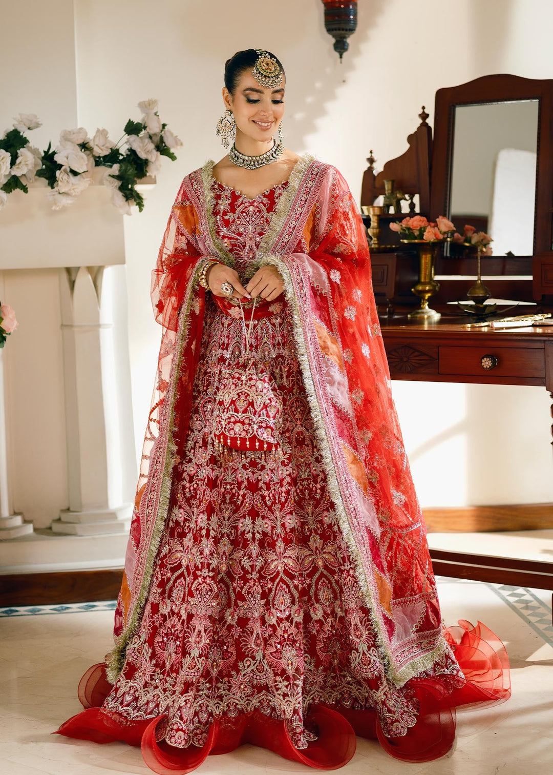 Red Pishwas Frock & Bridal Lehenga: Premium Pakistani Bridal Dresses