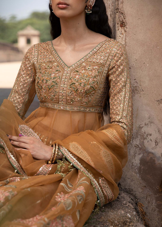 Traditional Pishwas Frock with Sharara and Dupatta Dress