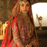 Traditional Pishwas Lehenga Red Bridal Pakistani Dress