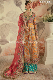 Traditional Pishwas and Sharara Mehndi Dress