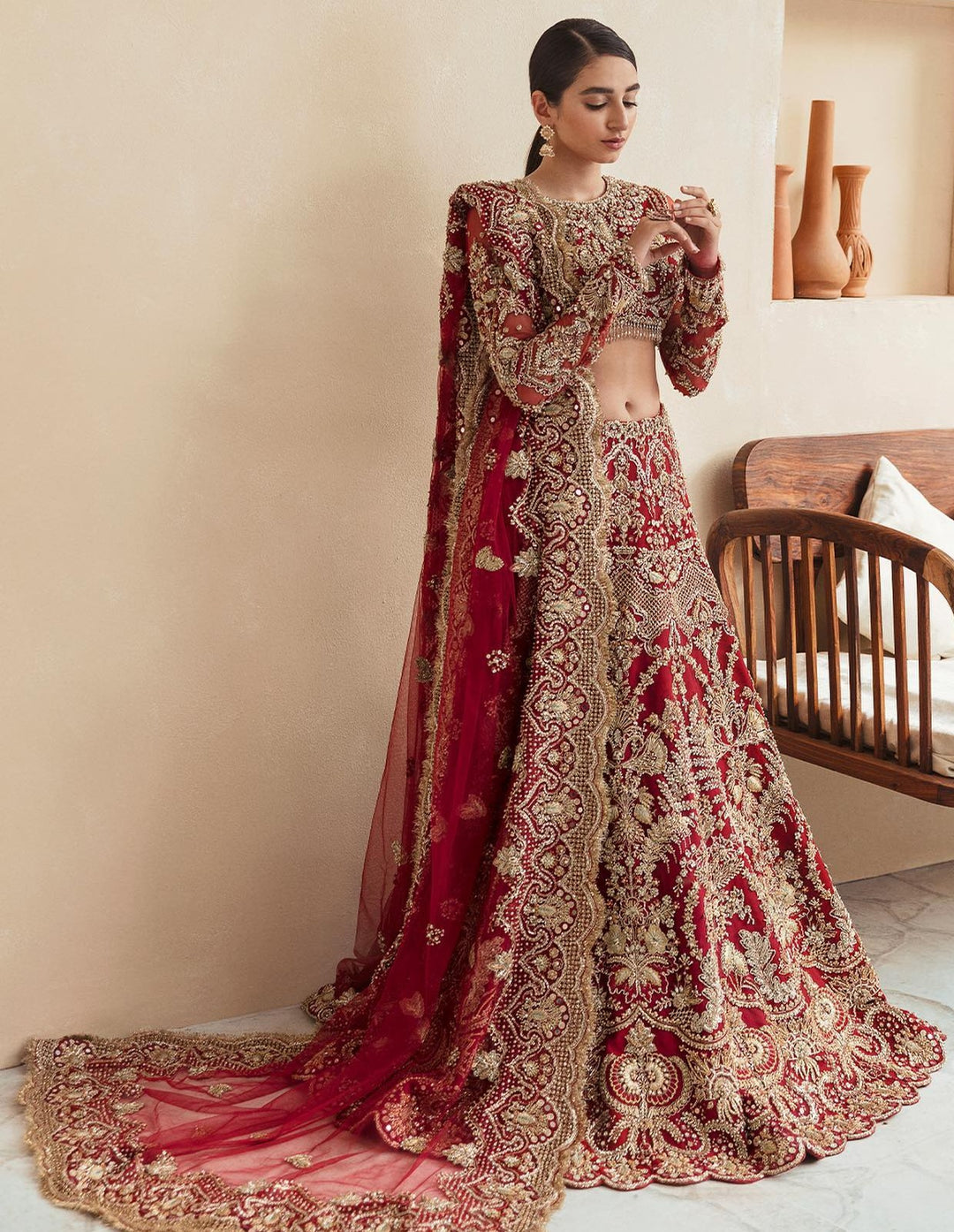 Luxury Red Bridal Lehenga Choli - Pakistani Bridal Dresses