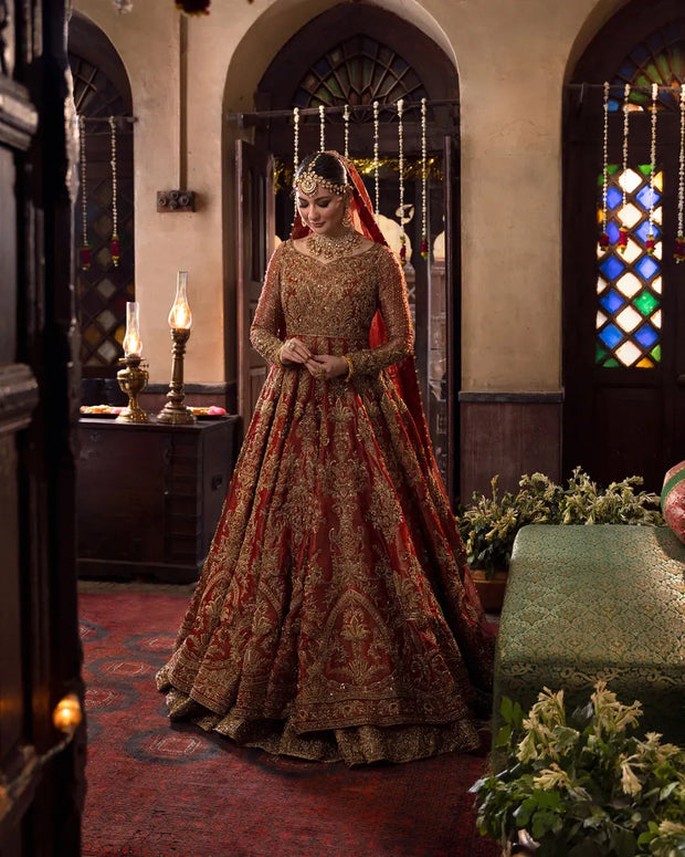 Traditional Red Bridal Lehenga with Kameez and Dupatta Suit